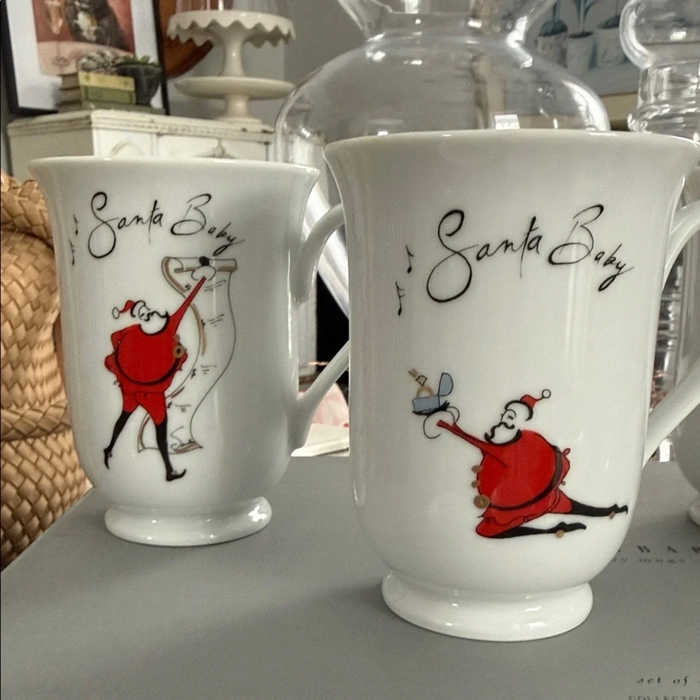 Pottery Barn Santa Baby Mugs Set of 8 New in Box NIB